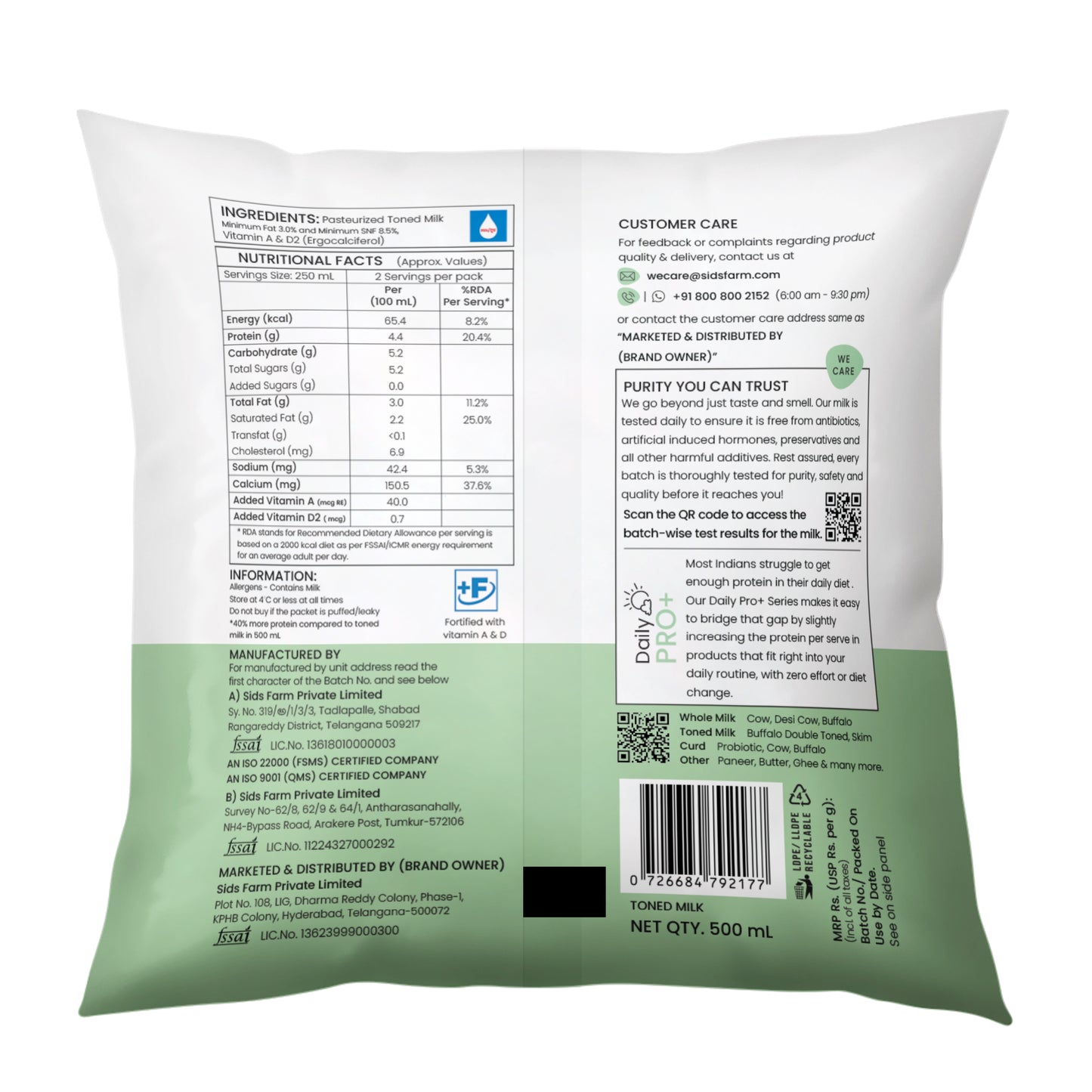 High Protein Toned Milk
