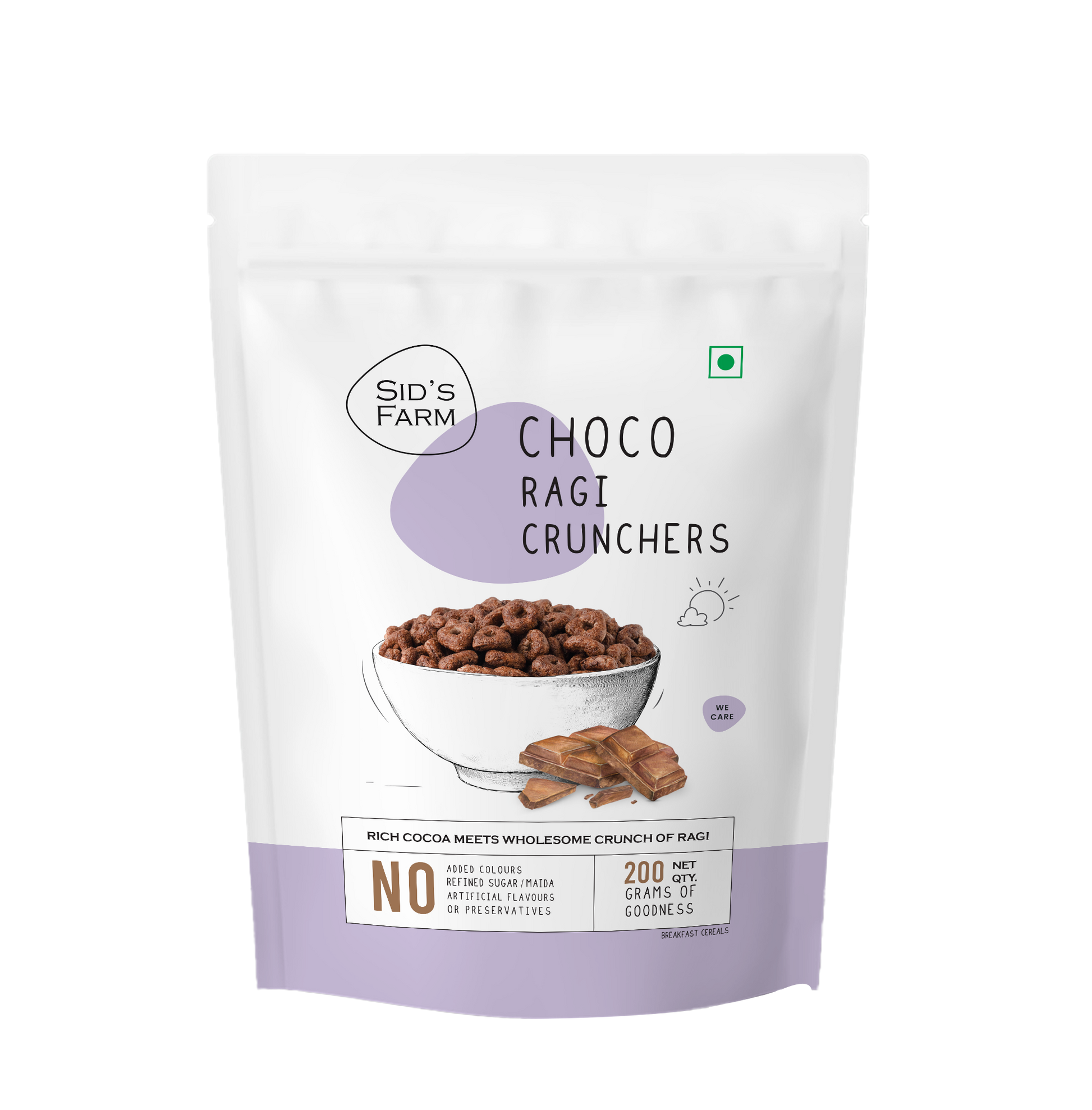 Sid’s Farm Choco Ragi Crunchers 30 g, healthy chocolate snack made with ragi