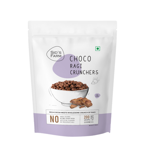 Sid’s Farm Choco Ragi Crunchers 30 g, healthy chocolate snack made with ragi