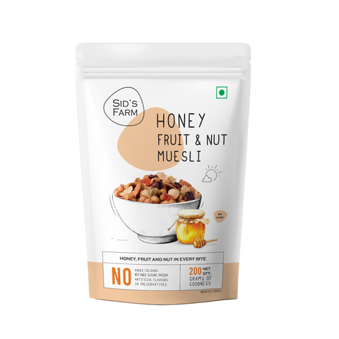 Sid’s Farm Honey Fruit and Nut Muesli 30 g, breakfast cereal with nuts fruits and honey