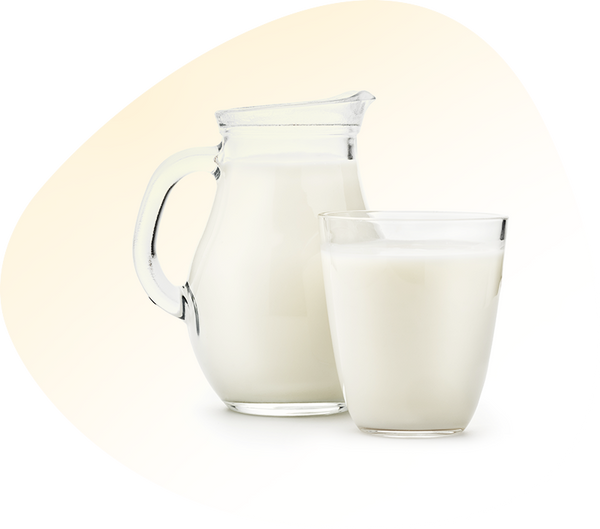 Pure milk in glass containers