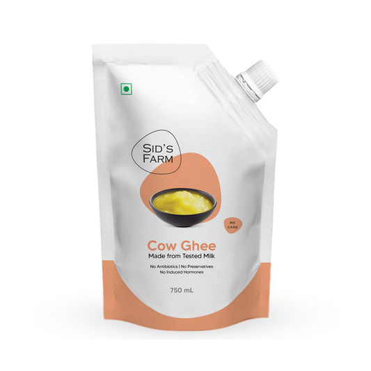 Sid’s Farm Cow Ghee spout pack 750 ml, easy pour pure cow ghee