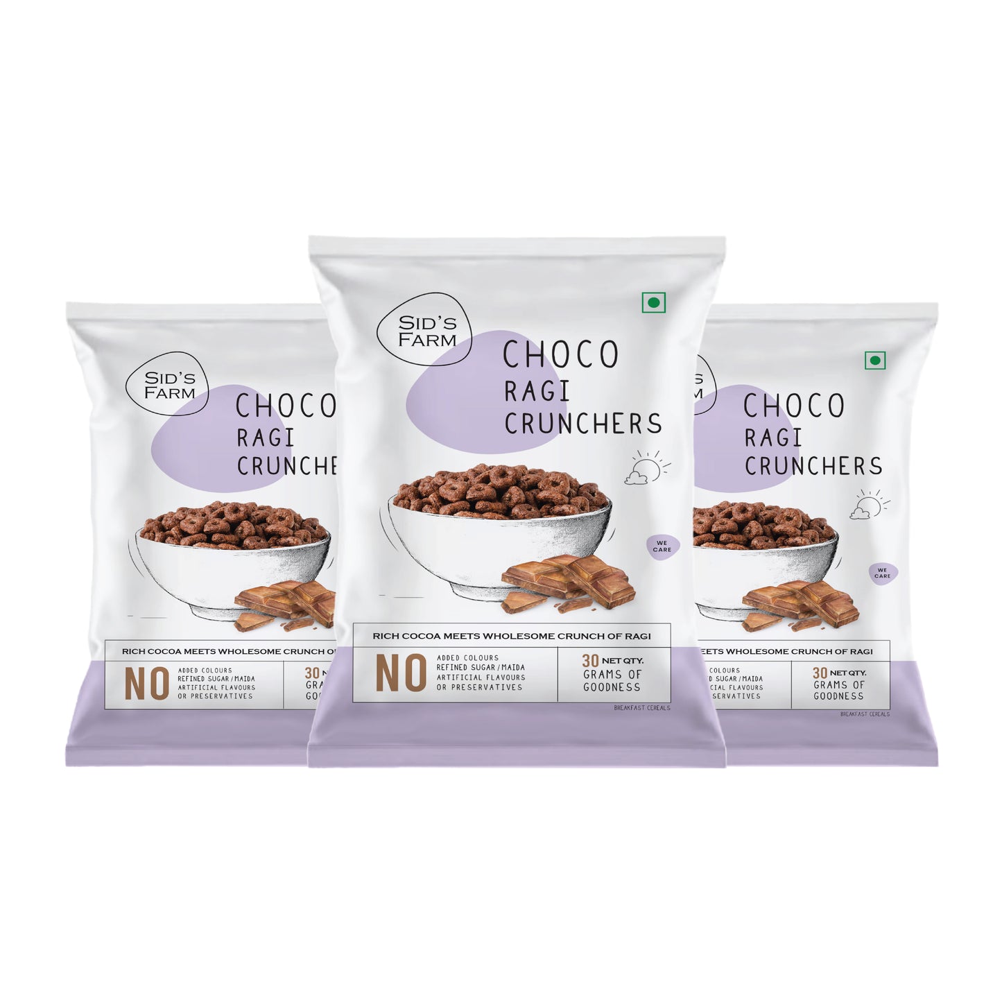 Sid’s Farm Choco Ragi Crunchers 30 g, healthy chocolate snack made with ragi